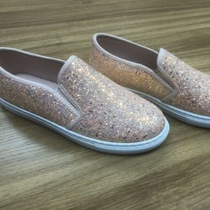 Ladies Anna Pink Unicorn Glitter Slip On